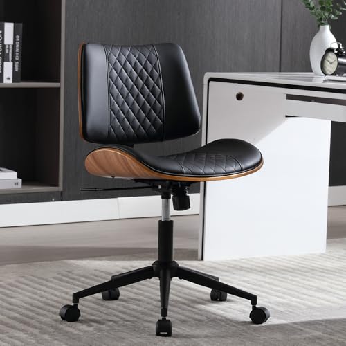 Modern Armless Office Chair with Wheels and Adjustable Height